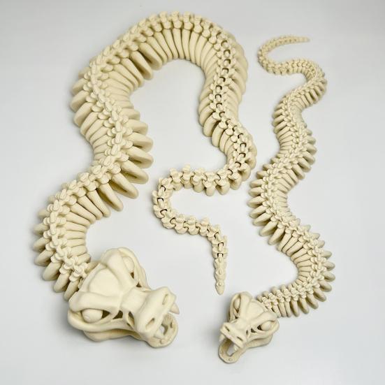 3D Printed Skeleton Snake Figurine Movable Joints Skeleton Snake Figure Articulated Animal Model Toy Home Office Bookshelf Desktop Decoration Ornament