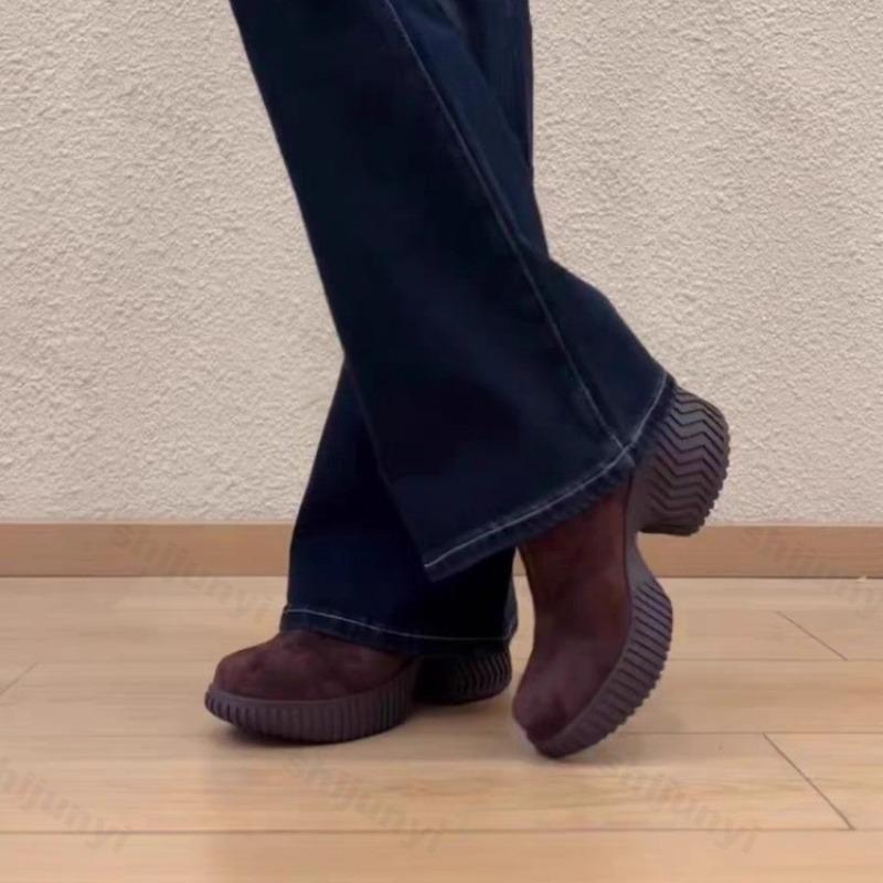 Женские массивные лоферы Ретро Элегантные Замшевые Скругленный носок Платформа Высокий каблук Модные Универсальные Без шнуровки Мягкие туфли-лодочки Mujer Zapatos