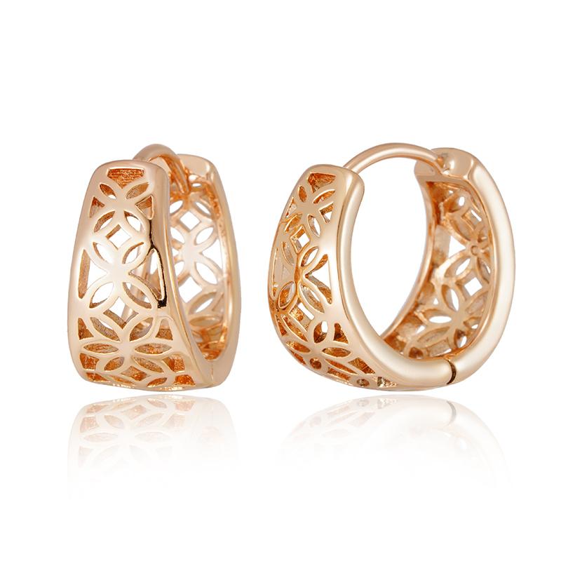 Kinel Vintage Hollow Dangle Earrings For Women Gold Color Glossy Jewelry