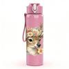1PC Autumn Floral Deer Head 750ml Color Plastic Sports Water Bottle Leakproof Flip Straw Lid Suitable for Sports Office Home Use