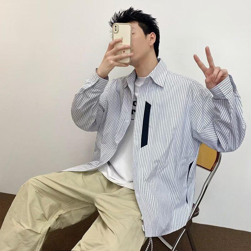 Рубашка с длинным рукавом с буквенным принтом 2024 года в японском стиле в стиле Гонконга, свободная рубашка для мальчиков, летнее модное универсальное повседневное пальто