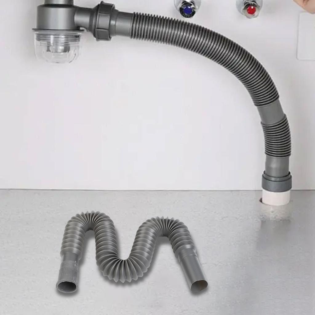 Drain Hose Hose Pipe PP + PVC 1Pcs Accessories Home Plastic Sink Strainer Water Drain 80cm Basin Extension Gray