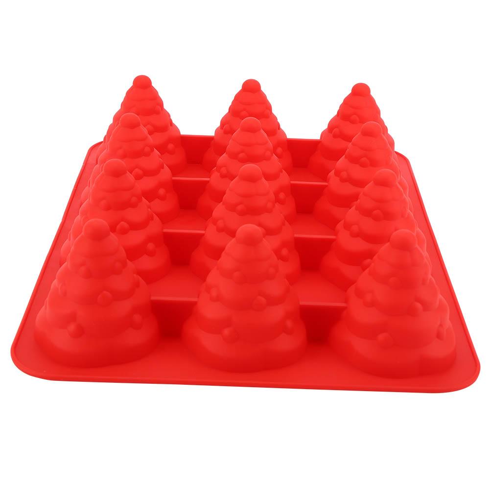 12 Hole Christmas Tree Silicone Mold Cake Mould for Mousse Chocolate Muffin Baking Tool