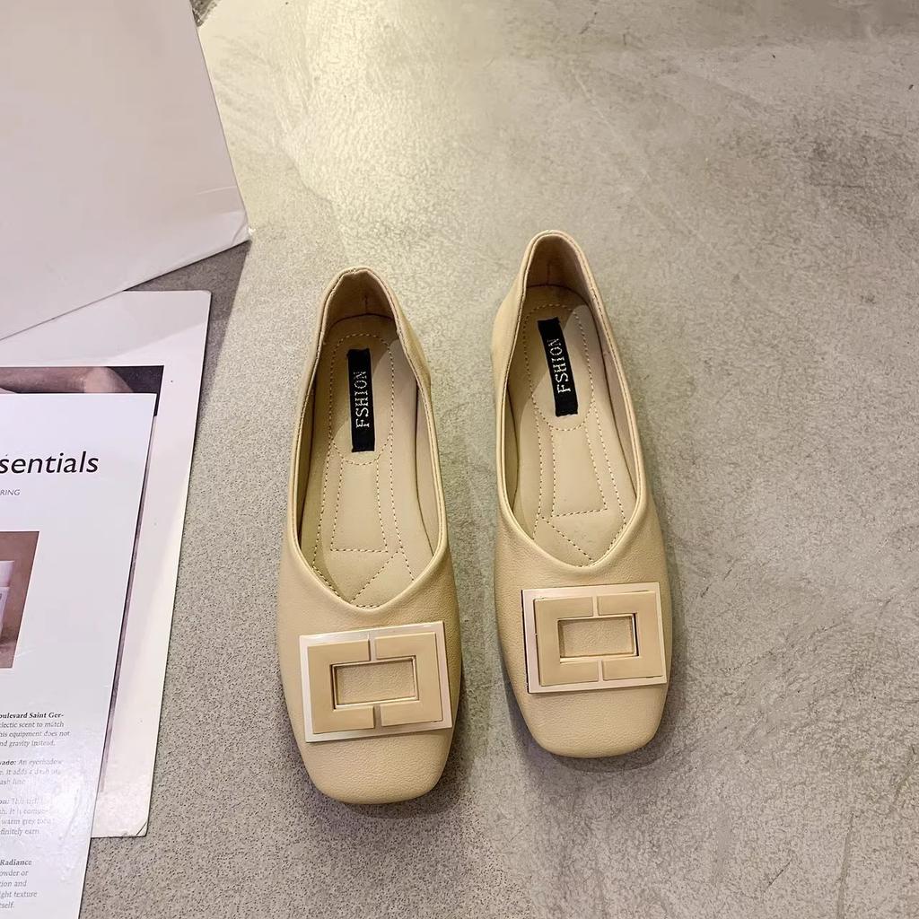 Single Shoes Women's Summer 2025 New French Soft Leather Summer Flat-bottomed Doudou Spring and Autumn Soft-soled Fairy Spring Gentle Shoes