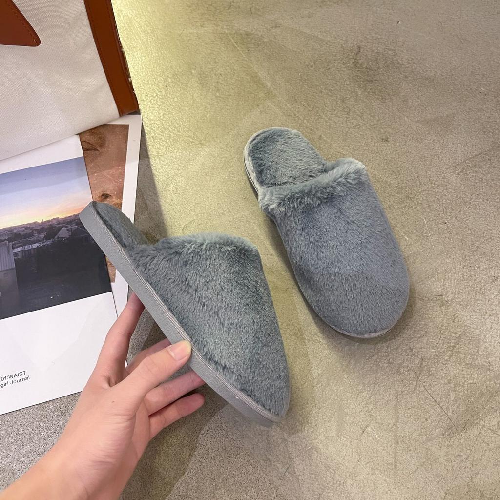 Fashion Household Simple Flat Bottom Home Indoor Warm Fluffy Slippers Women 2025 Autumn and Winter New Cotton Slippers Women