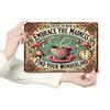 WhimsyVibeCo "Embrace the Madness" Tin Sign | Tea Party Mushrooms Decor | Colorful Floral Metal Art | Cafes & Farmhouses with