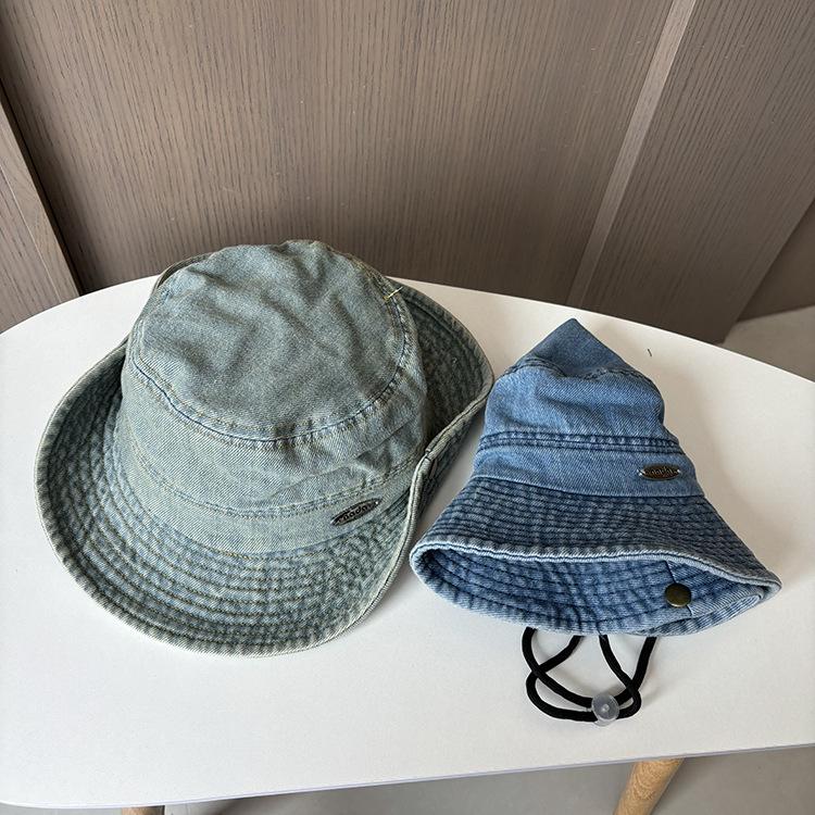 New denim small iron standard fisherman's hat children spring and summer casual versatile personality show face small mountaineering hat men trend
