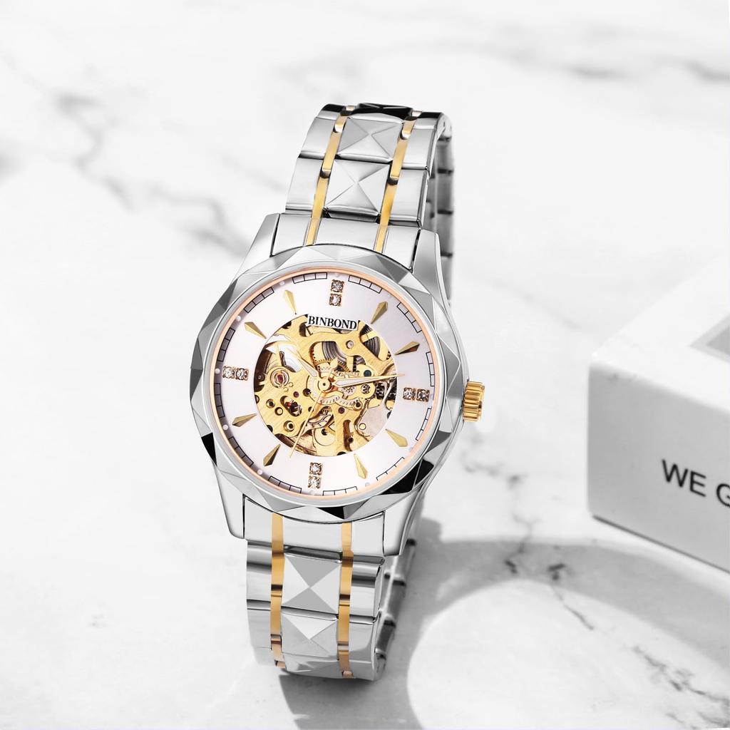 Automatic Skeleton 3ATM Waterproof Luminous Analog Stainless Steel Simple Stylish Casual Business Fashion Accessories Birthday Anniversary Christmas