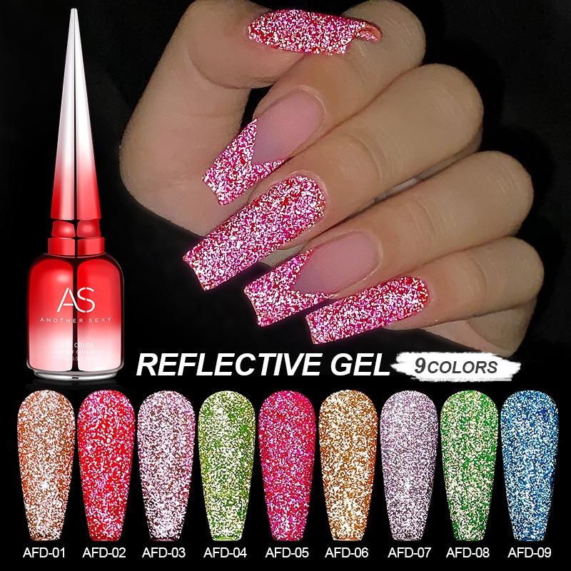 Explosive Fluorescent Broken Diamond Nail Polish Glue Colorful Reflective Bouncy Nail Polish Glue for Nail Salons Phototherapy Glue