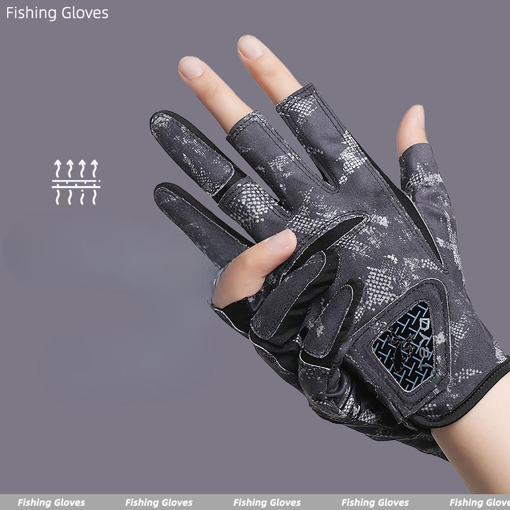 Fishing Gloves for Spring and Summer Men and Women Lascielli Thin Breathable Non Slip Outdoor Cycling Three Finger Fishing Gloves