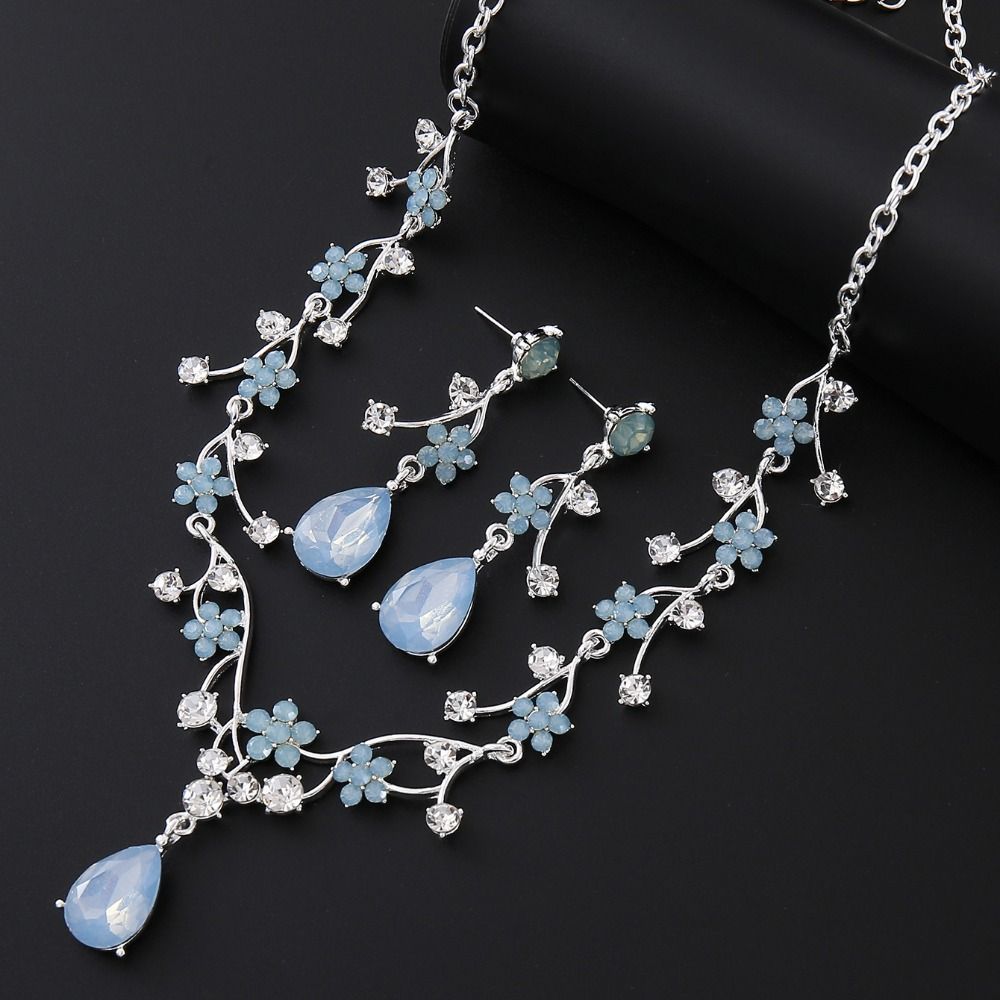 Свадебные наборы ювелирных изделий «Золотая капля воды» Блестящее колье-чокер и набор серег Ювелирные подарки