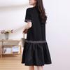 Basic Casual Loose Dresses Bright Line Decoration Summer Short Sleeve A-Line Korean Spliced Midi Dress
