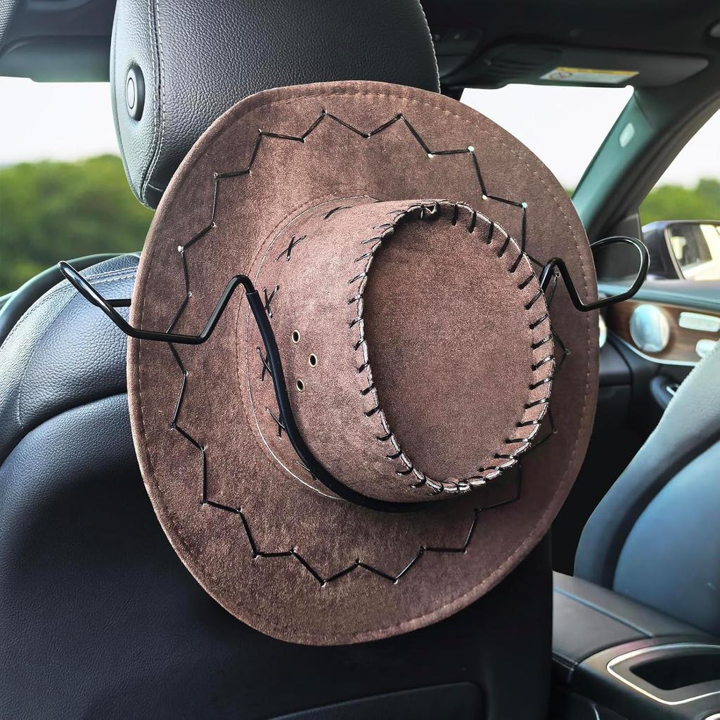 Idefair Cowboy Hat Holder Rack For Truck Car SUV Hard Hats Stand Western Accessories For Men Women Travel Automotive Seat Back Storage Organizer