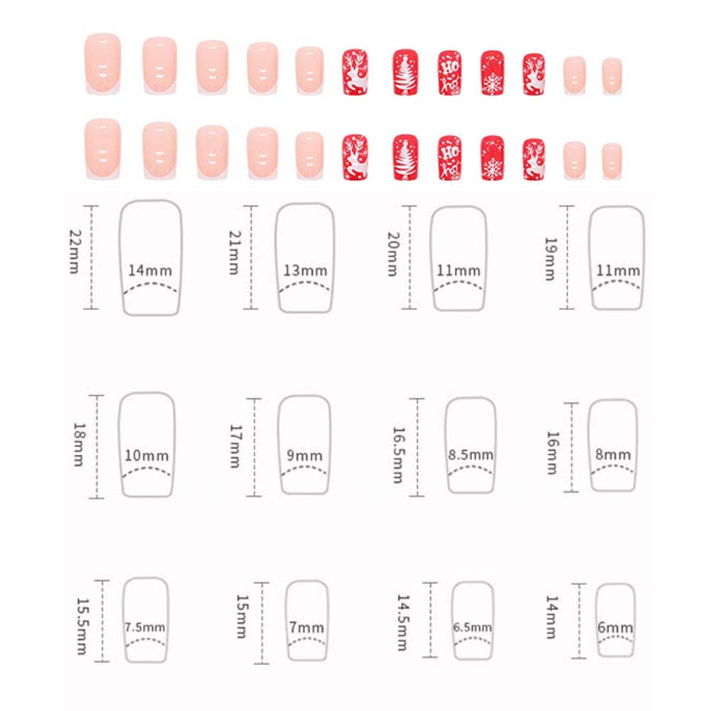 24Pcs/set Manicure Material Christmas Short False Nails DIY Nail Accessories Nail Supplies Christmas Short Fake Nails Snowflake