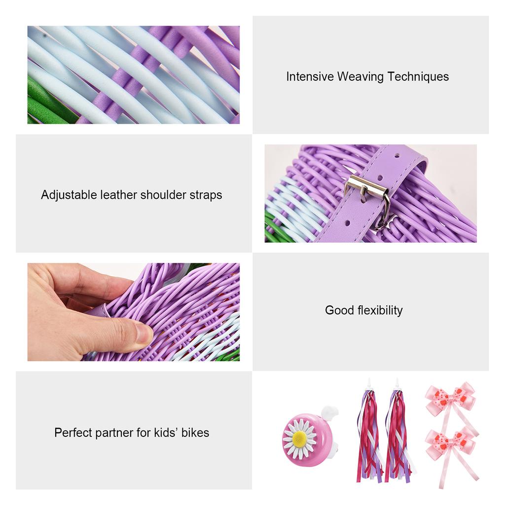 Детская велосипедная корзина для девочек, аксессуары для переднего велосипеда с рулем, растяжки, цикл, возраст 3–13 лет, сделай сам