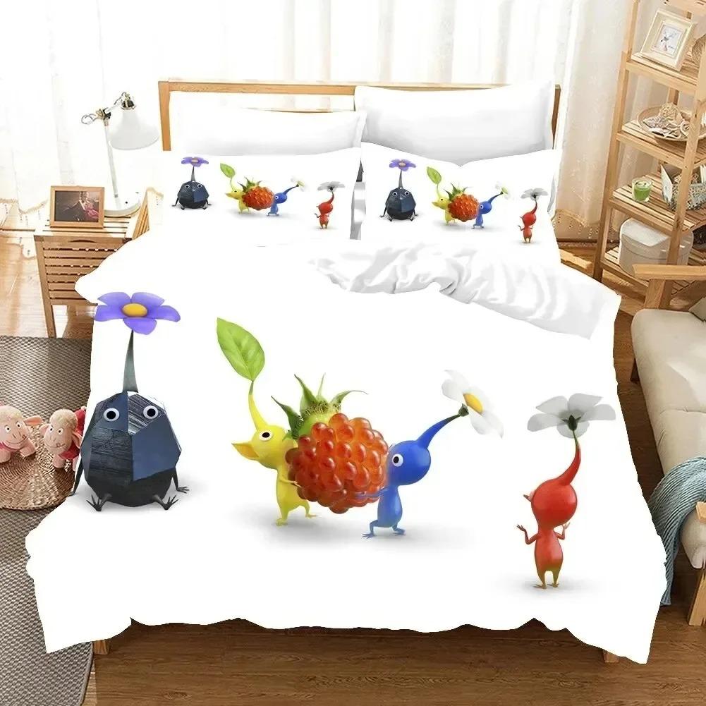 3D Printed Pikmins Game Bedding Set Boys Girls Twin Queen Size Duvet Cover Pillowcase Bed Boys Adult Fashion Home Textileextile