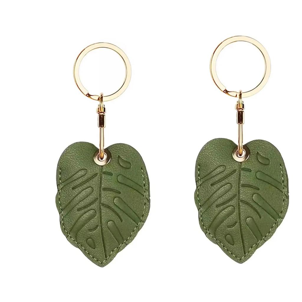 Leather Keychain Holder Case for Apple AirTag Cute Protective Air Tag Cover Keychain Ring Anti-Scratch Finder GPS Tracker Case