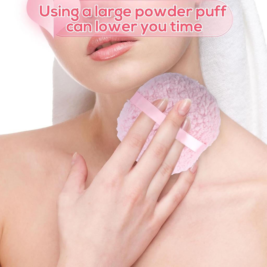 Plush puff oversized puff talcum powder puff body powder pink with storage box