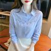 Large Size Pure Cotton Embroidered Shirt for Women Long Sleeves for Workplace OL Style Casual White Shirt Trendy