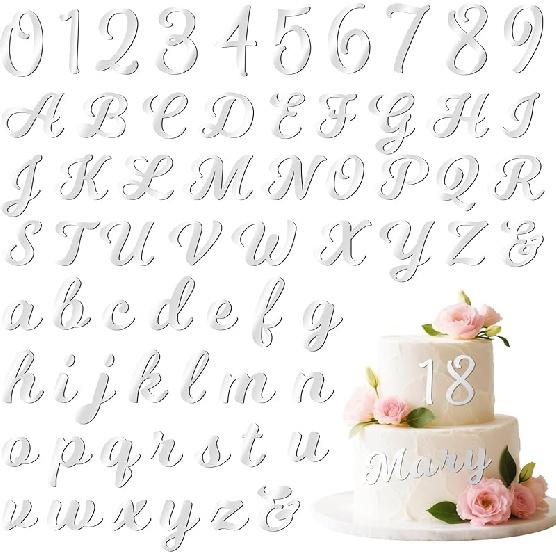 126 PCS Name Cake Topper Acrylic Letters DIY Personalized A-Z & 0-9 Number Alphabet Cake Decoration For Wedding Anniversary Baby Shower Party