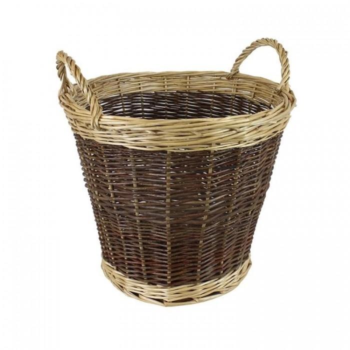 Medium Round Wicker Basket 2 Tone 49cm