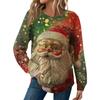 Женская мода Рождественский свободный топ с длинным рукавом и круглым вырезом