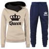 2024 Весна и Осень Женский Комплект Из Двух Частей Толстовка С Капюшоном QUEEN Печатный Спортивный Комплект Толстовка С Капюшоном Для Бега Спортивные Штаны