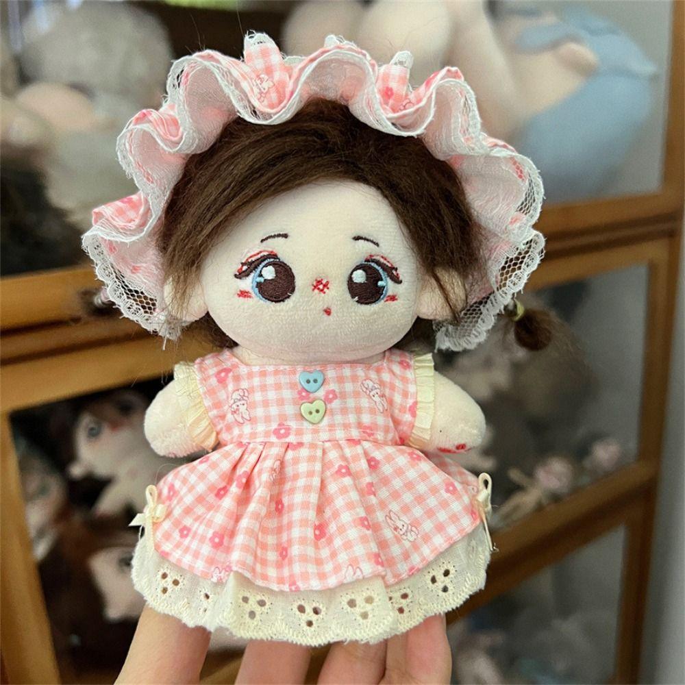 Retro Skirt Overalls Set For 10cm Doll Clothes Pretty Miniature Dress Suit Dolls Clothing Set Plush Dolls Clothes Replacement