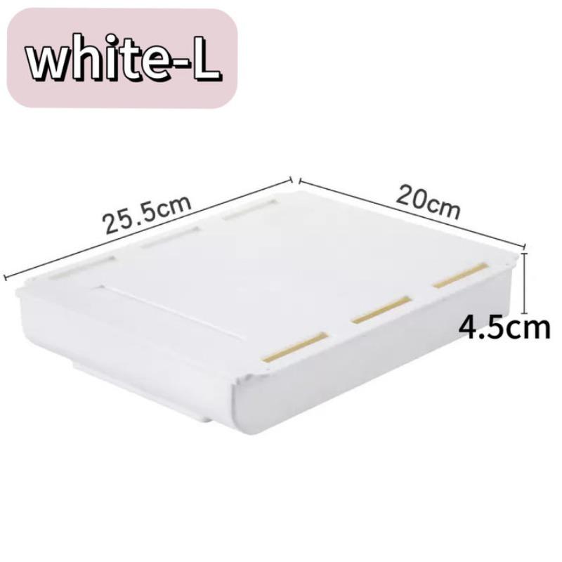 Under Desk Storage Box Invisible Self-Adhesive Type Tray Hidden Table Under Storage Drawers for Pencil Makeup Pen Stationery Box