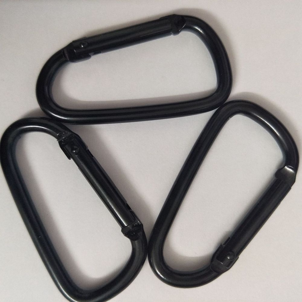 Aluminium Safety Black Climbing Button Buckle Keychain Camping Hiking Hook Alloy Carabiner
