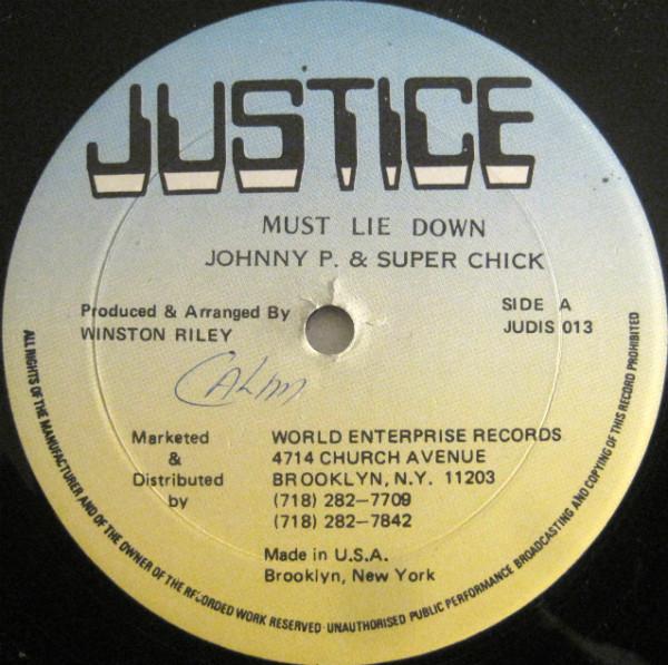 12-дюймовая пластинка JOHNNY P SUPER CHICK Must Lie Down JUDIS013 Justice US Reggae Ska Dub Б/у