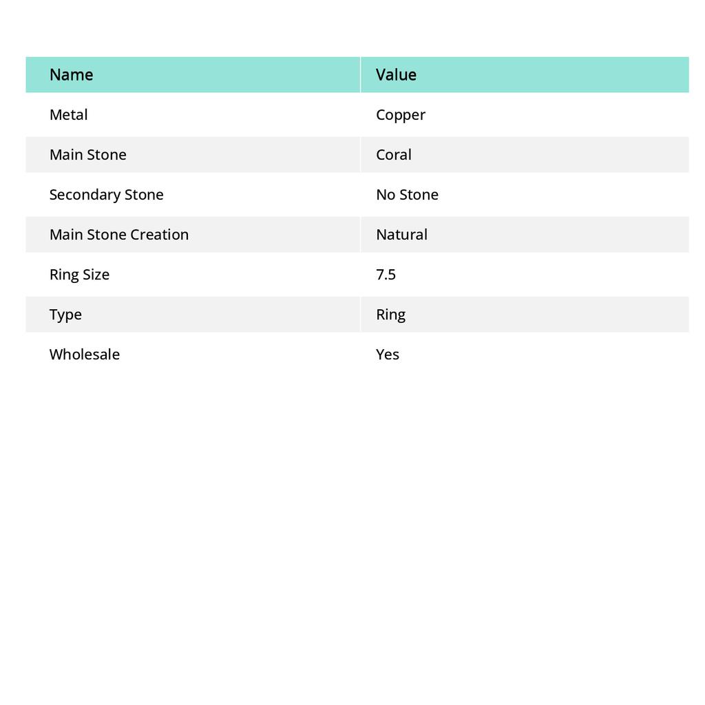 Natural Fossil Coral Gemstone Handmade Copper Wire Wrap Ring Size 7.5 Y6e03