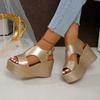 Fashion Women Peep Toe Wedge Sandals Summer Back Strap Buckle Platform Sandals Woman 2025 New Fashion Thick Sole Roman Shoes for Women
