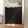 Versatile Tilt Shoe Cabinet with 3 Tilt-Out Drawers, Storage Entryway Organiser, Free-Standing Shoe Rack with Fold-Down Bench, Black, 119*24*122