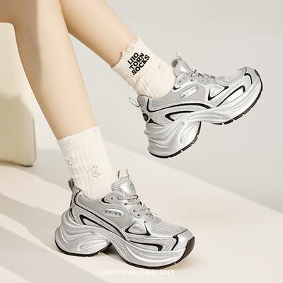 Новая сетчатая дышащая толстая подошва из усиленной кожи, модная легкая повседневная спортивная обувь для женщин, повседневная спортивная обувь, размер 35-40