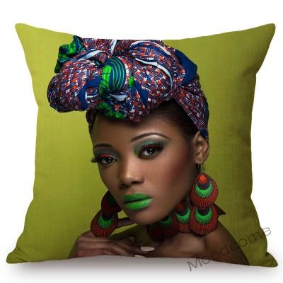 Fashion Magazine Cover Africa Girl Woman Black Beauty Headscarf Decorative Sofa Pillow Case Linen Home Decoration Cushion Cover