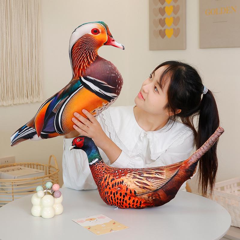 Имитация 3D Плюшевая игрушка-птица Набитый гусь Курица Петух Курица Утка Голубь Голубь Попугай Фазан Мандариновая утка Подушка