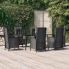 VidaXL Garden Dining Set Cushions 7pcs Black Wicker, Dining Set, Dining Set 3185193