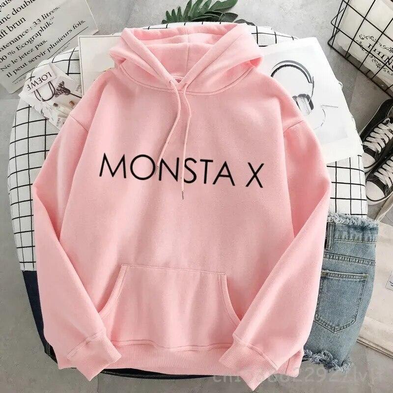 Хипстерский пуловер Monsta X, большая причудливая толстовка с капюшоном, толстовка в стиле Харадзюку, осенняя одежда, женские толстовки с длинными рукавами, уличная одежда, унисекс, толстовка
