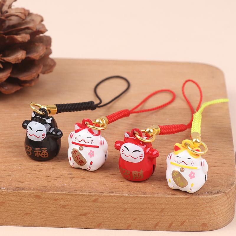 Cartoon Bell Japanese Lucky Cat Cartoon Bell Lucky Copper Bell Mobile Phone Pendant Key Chain Girls Bag Accessory