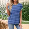 Женская свободная футболка с круглым вырезом и короткими рукавами, весна/лето для отдыха в полоску с принтом
