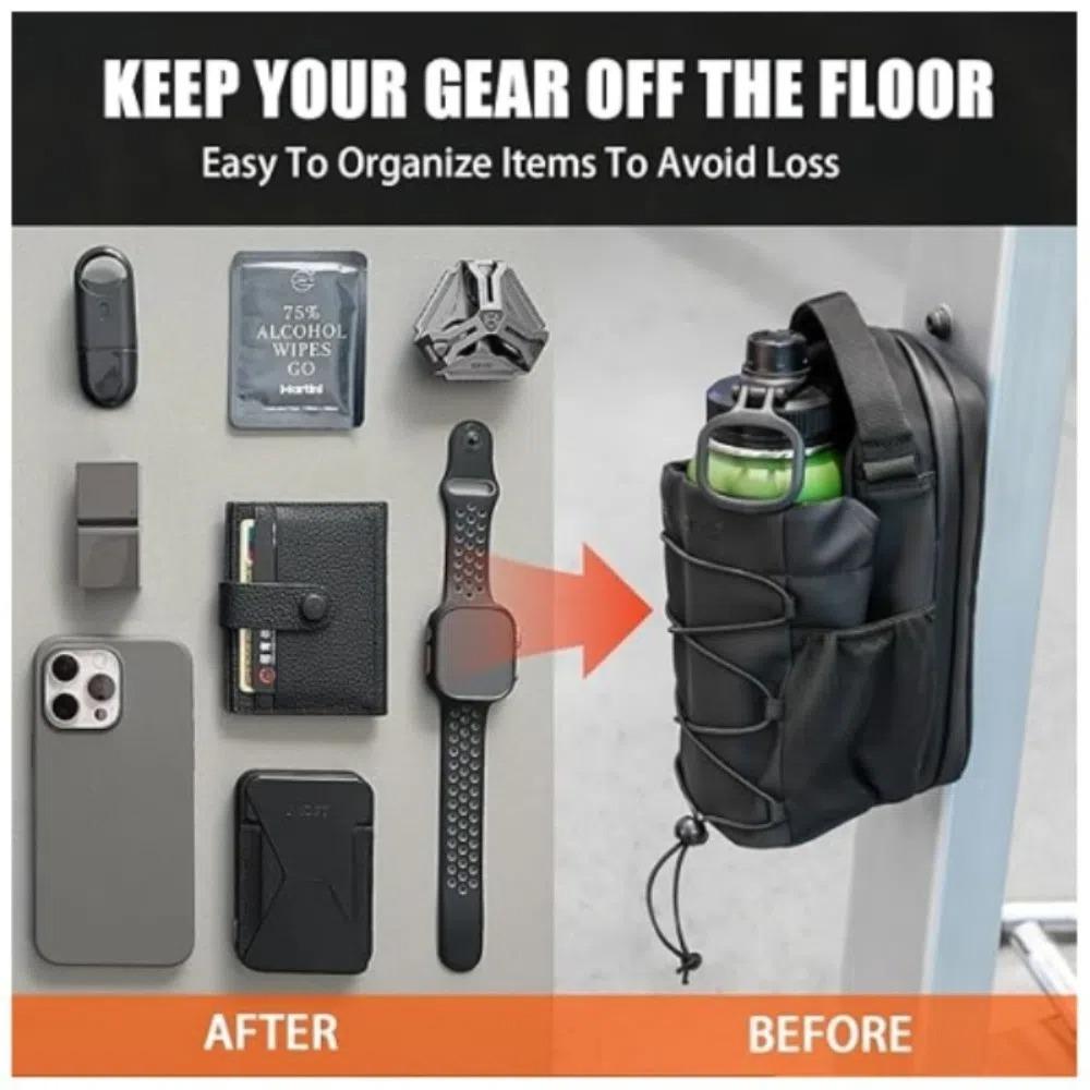 Magnetic Water Bottle Sling Bag Solid Color Multi-Pocket Cup Holder Bag Adjustable Strap Large Capacity Water Bottle Pouch