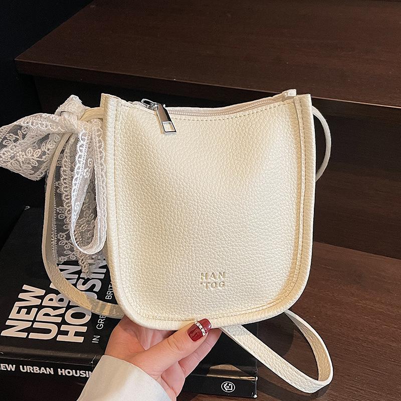 Spring and Summer Popular Korean Sweet Wind Simple Solid Color Mobile Phone Bag Lychee Pattern Texture Versatile Casual Messenger Bag
