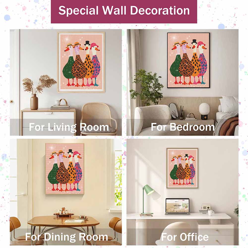 5D Diamond Painting Kit. Funny Leopard Print Goose Mosaic Craft. Handmade Home Decoration for Living Room and Bedroom