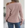 Autumn Winter Casual Metal Buckle Splicing Off-the-shoulder Pullover Sweater Fashion Elegant Lantern Long Sleeve Casual Simple Women Sweater Clothing