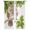 Cartoon Owl Sitting On A Branch Sheer Window Curtains For Living Room Bedroom Voile Tulle Curtains Fabric Drapes For Kitchen