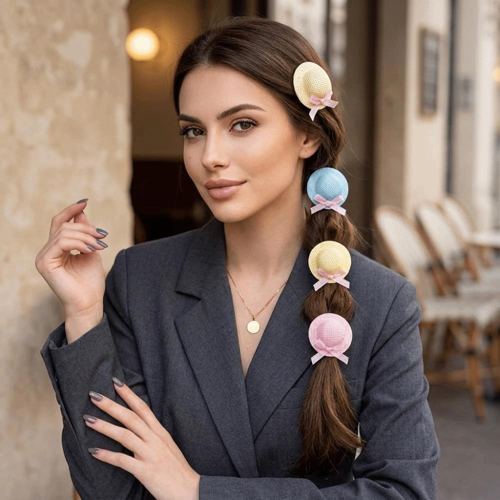 Handmade Straw Hat Hair Clip Duckbill Shape Side Hair Clip Fashion Hair Accessories Party