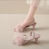 Fashion Fluffy Feather Sandals Woman Square Toe Buckle Strap Stiletto  LadiesDesign Fuzzy High Heel Party Shoes