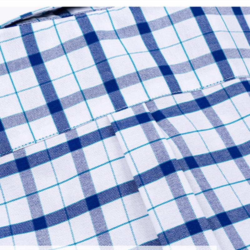 Мужская классическая однотонная хлопковая рубашка в полоску с короткими рукавами Оксфорд с передним карманом