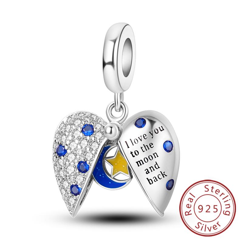 Медные Шармы Бусины Сердце Любви Счастливые Звезды Самолет Голубые Цирконы Шармы Подвески Подходят для Браслетов Шармов Женские Украшения